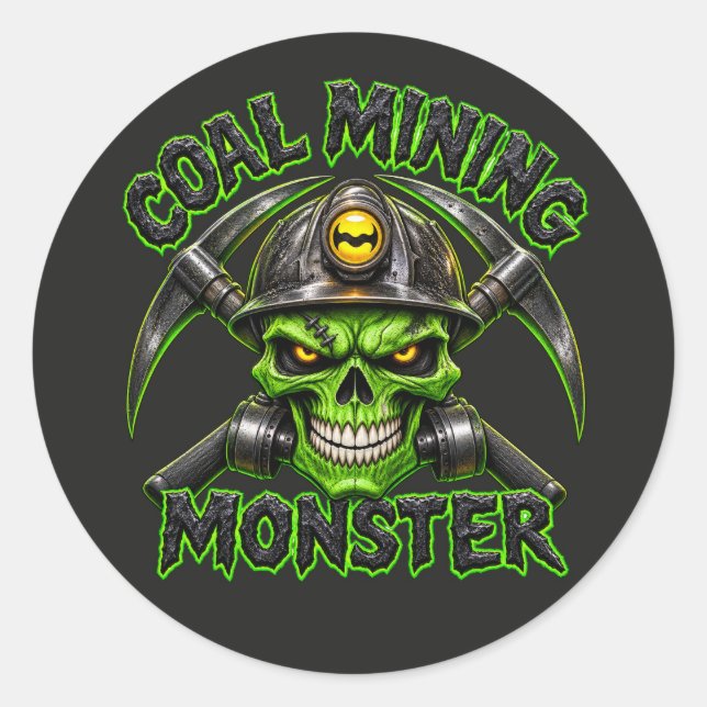 STICKER ROND MONSTRE DES MINES DE CHARBON (Devant)