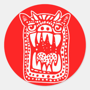 Sticker Rond Monstre d'horreur - Rouge