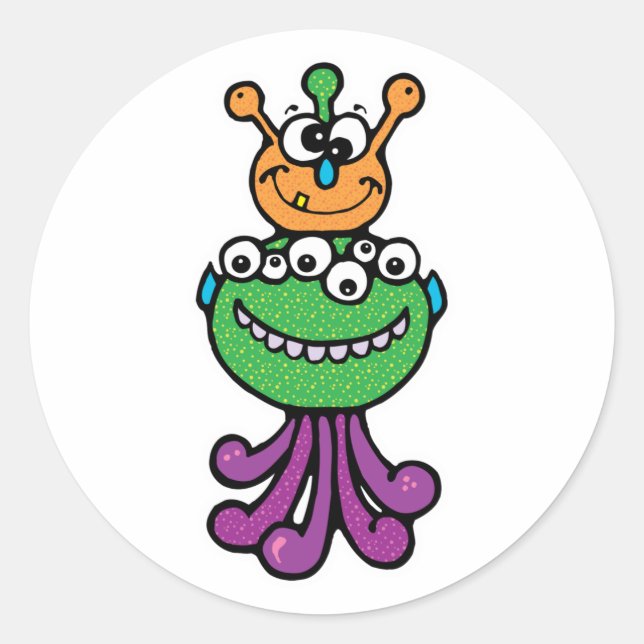 Sticker Rond monstre drôle (Devant)