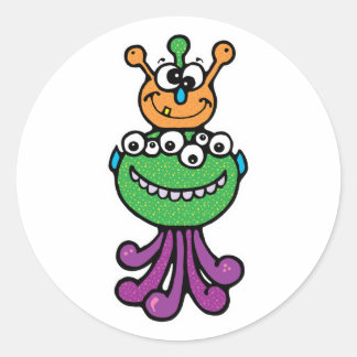 Sticker Rond monstre drôle