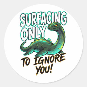 Sticker Rond Monstre du Loch Ness Émergeant Seulement pour l'Hu