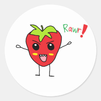 Sticker Rond Monstre fraise