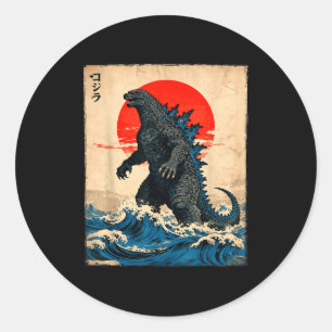 Sticker Rond Monstre Kaiju d'art japonais vintage
