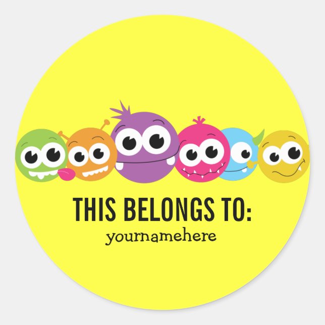 Sticker Rond Monstre Maigre et soyeux CELA APPARTIENT AUX Stick (Devant)