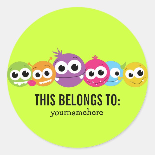 Sticker Rond Monstre Maigre et soyeux CELA APPARTIENT AUX Stick (Devant)