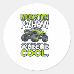 Sticker Rond Monstre Papaw Wheelie Cool Drôle Camion Monstre De
