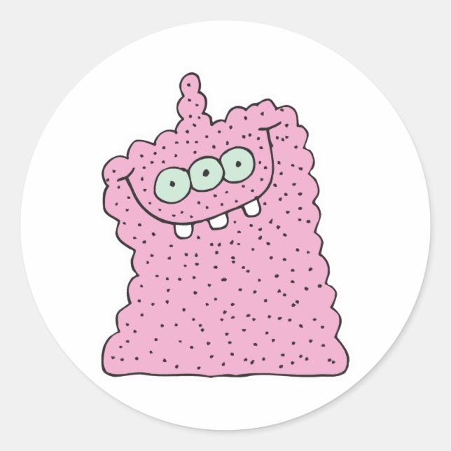 Sticker Rond monstre rose à trois yeux (Devant)