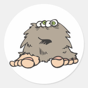 Sticker Rond monstre Sasquatch poilu drôle