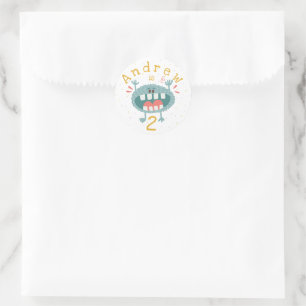 Sticker Rond Monstre Turquoise mignon personnalisable