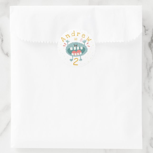 Sticker Rond Monstre Turquoise mignon personnalisable (Sac)
