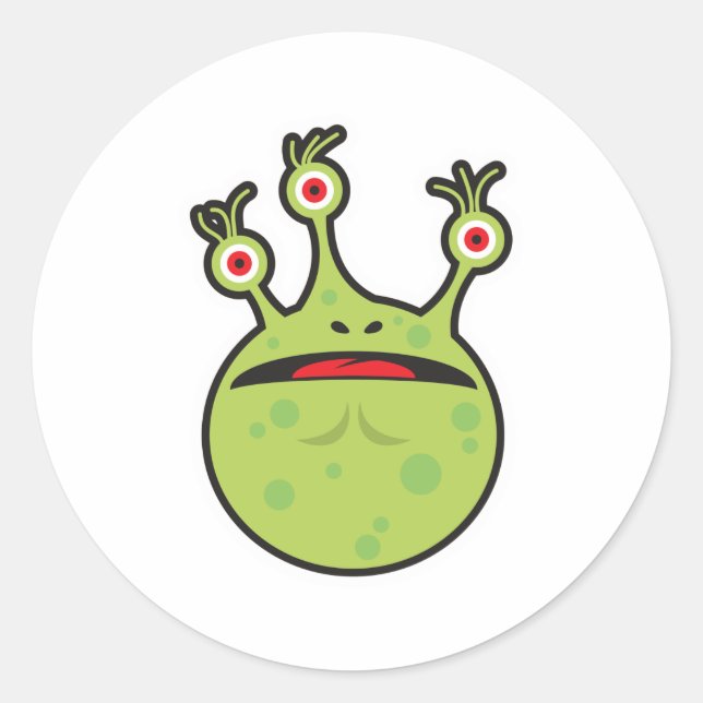 Sticker Rond monstre vert drôle (Devant)