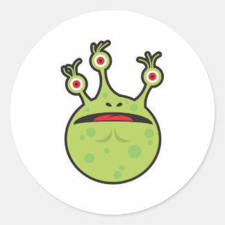 Sticker Rond monstre vert drôle