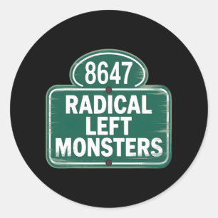Sticker Rond Monstres de gauche radicale - Résiste drôle