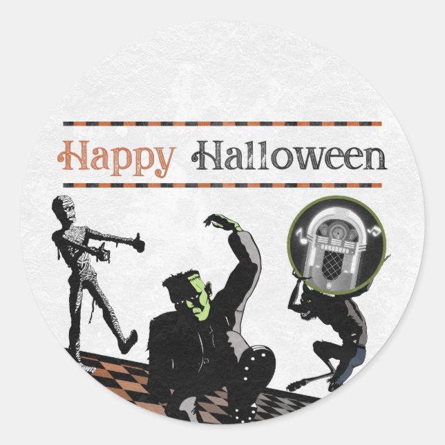 Sticker Rond Monstres d'Halloween Fête Costumée (Devant)