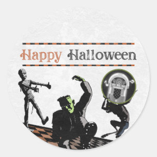Sticker Rond Monstres d'Halloween Fête Costumée Monster Bash