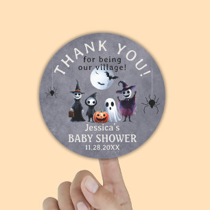 Sticker Rond Monstres personnalisées Halloween Baby shower Merc