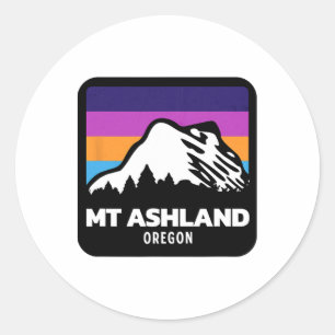 Sticker Rond Mont Ashland - Oregon Ski Snowboard Famille