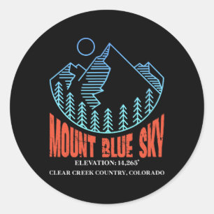 Sticker Rond Mont Blue Sky Colorado Montagne de ski Skieur 