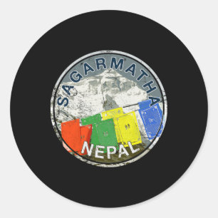 Sticker Rond Mont Everest Népal Sagarmatha Vintage T-shirt d'es
