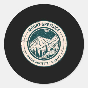 Sticker Rond Mont Greylock Machusetts Randonnée Ski Vintage