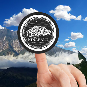 Sticker Rond Mont Kinabalu - Ranau Malaisie Sabah Illustration