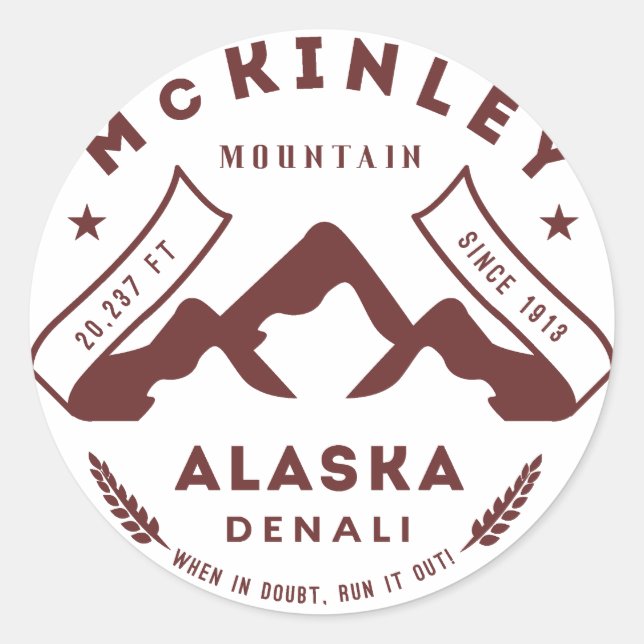 Sticker Rond Mont McKinley Denali Alaska (Devant)