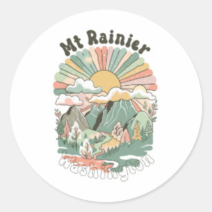 Sticker Rond Mont Rainier vintage Washington Montagnes Randonné