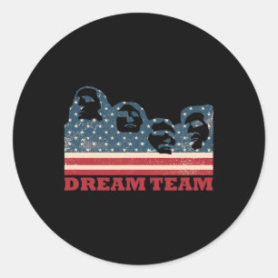 Sticker Rond Mont Rushmore Dream Team Drapeau Patriotique Usa A