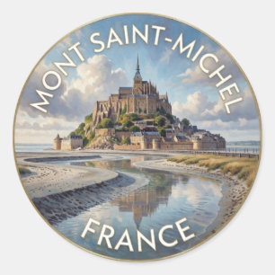 Sticker Rond Mont Saint-Michel France Abbaye médiévale de l'île