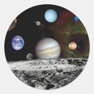Sticker Rond Montage d'images de l'espace du voyageur du systèm