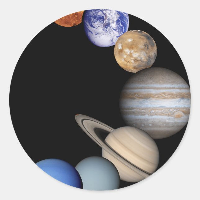 Sticker Rond Montage du système solaire (Devant)
