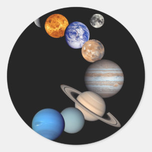 Sticker Rond Montage du système solaire photos de planètes JPL