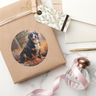 Sticker Rond Montagne bernoise en automne, les feuilles qui tom