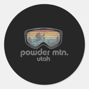 Sticker Rond Montagne de poudre Utah Station de ski Ski Retro S