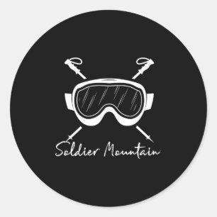Sticker Rond Montagne de soldat vacances ski lunettes de ski id