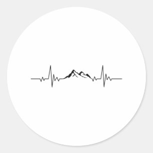 Sticker Rond MONTAGNE HEARTBEAT Funny Hikers Wanderer