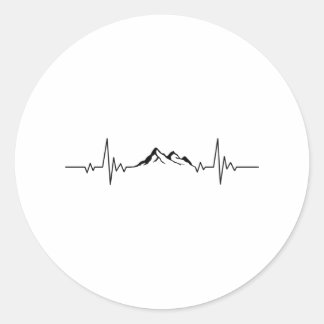 Sticker Rond MONTAGNE HEARTBEAT Funny Hikers Wanderer