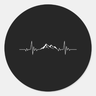 Sticker Rond MONTAGNE HEARTBEAT Funny Hikers Wanderer