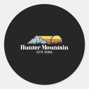 Sticker Rond Montagne Hunter New York Neige Ski Snowboard Rando