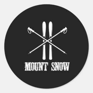 Sticker Rond Montagne ski sur neige skieur bâtons de ski nordiq