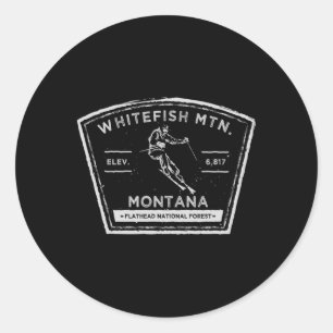 Sticker Rond Montagne Whitefish Montana Ski sur neige 