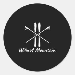Sticker Rond Montagne Wilmot Illinois Ski Pôles Ski Hiver V