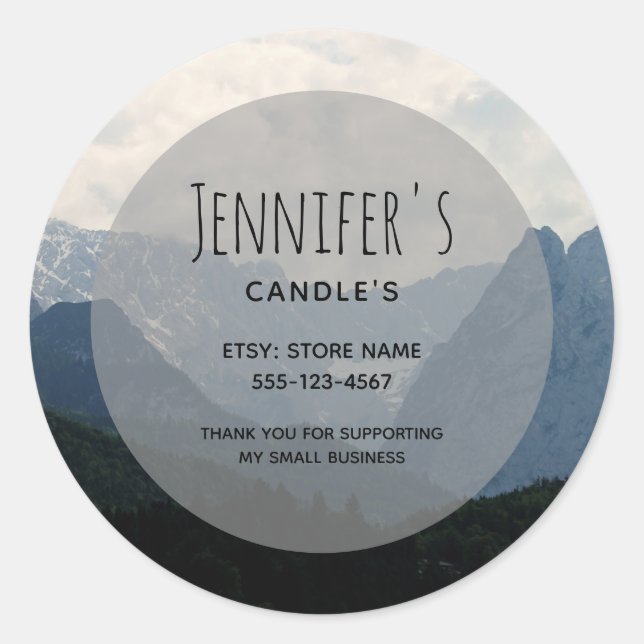 Sticker Rond Montagnes Alpines Nature Photo Pays Entreprise (Devant)