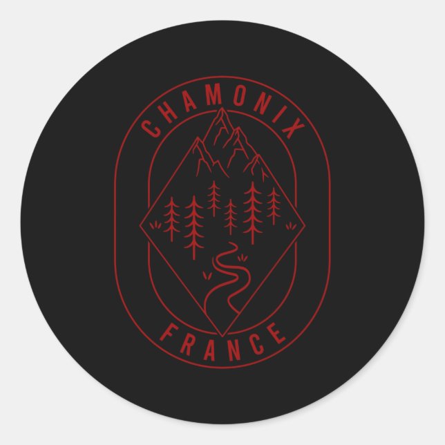 Sticker Rond Montagnes Chamonix France Randonnée Extérieur Mini (Devant)