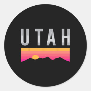 Sticker Rond Montagnes de coucher de soleil de l'Utah Ski alpin