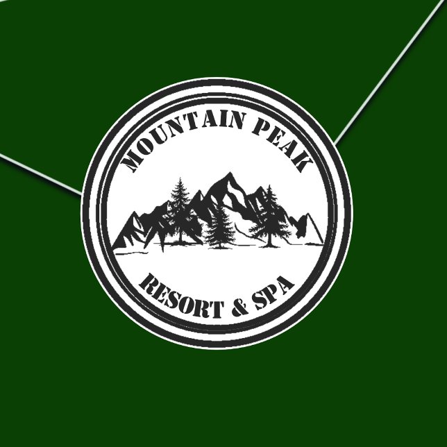 Sticker Rond Montagnes et Pins Entreprise (Créateur téléchargé)