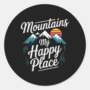 Sticker Rond Montagnes Mon Lieu Heureux Sentier de Montagne Ran