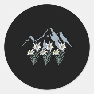 Sticker Rond Montagnes Suisse Alpes Edelweiss Panier Ale Fl