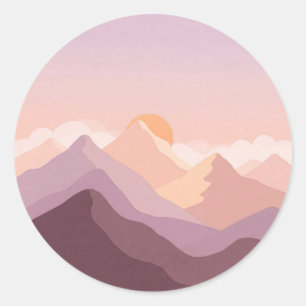Sticker Rond Montagnes Sunset