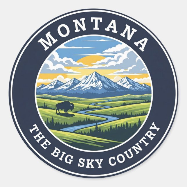 Sticker Rond Montana Big Sky Country (Devant)